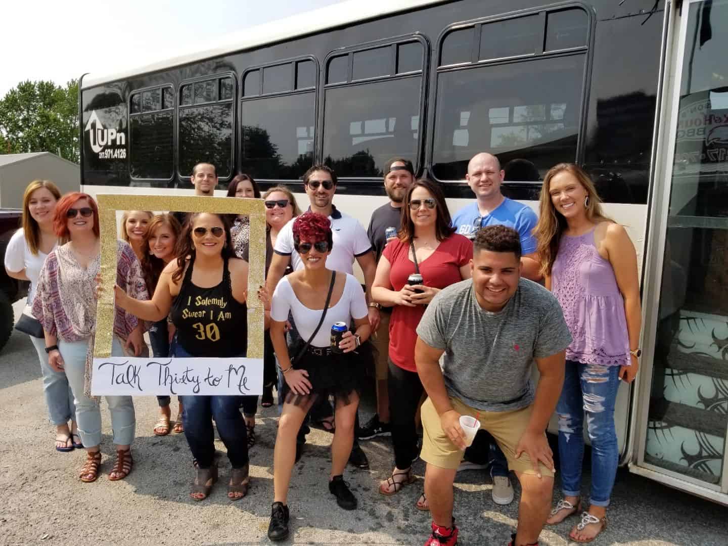 Group of people with limousine for event Group of diverse people with limousine for special event or celebration.